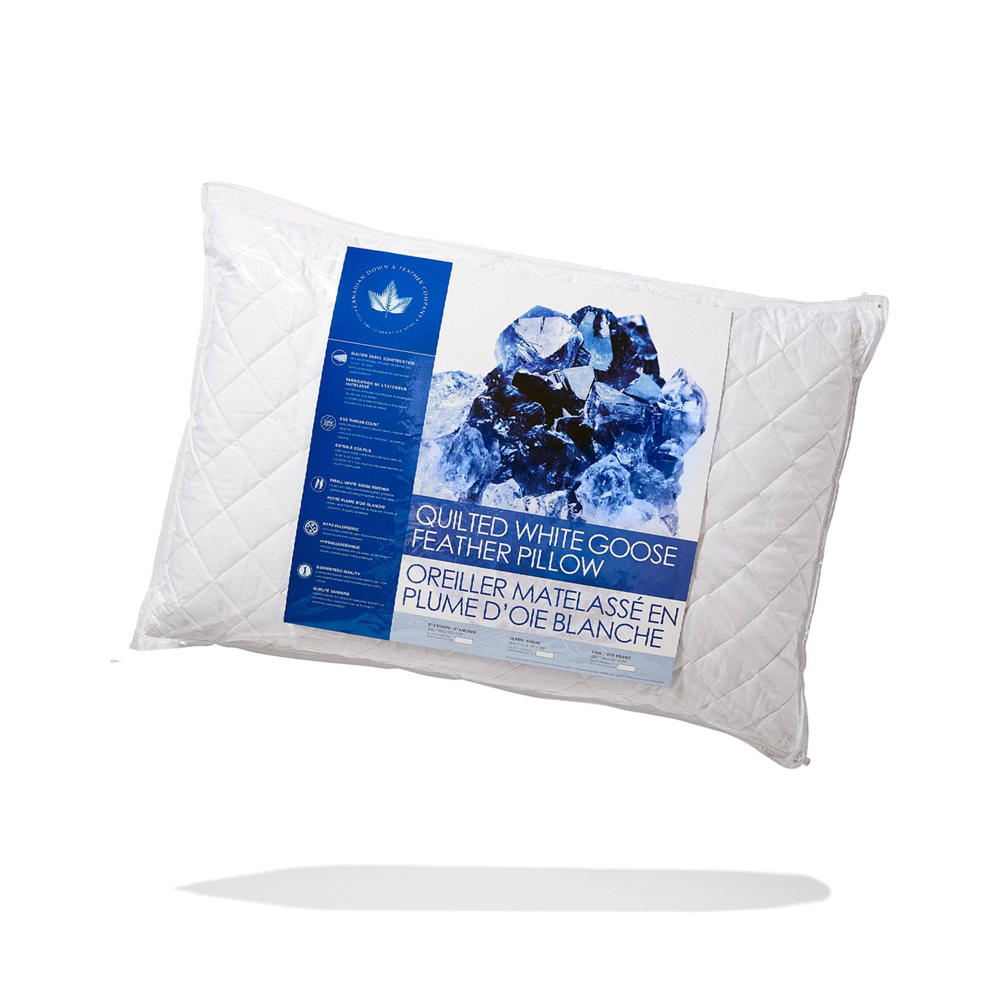 Quilted White Goose Feather Pillow - Canadian Down & Feather Company