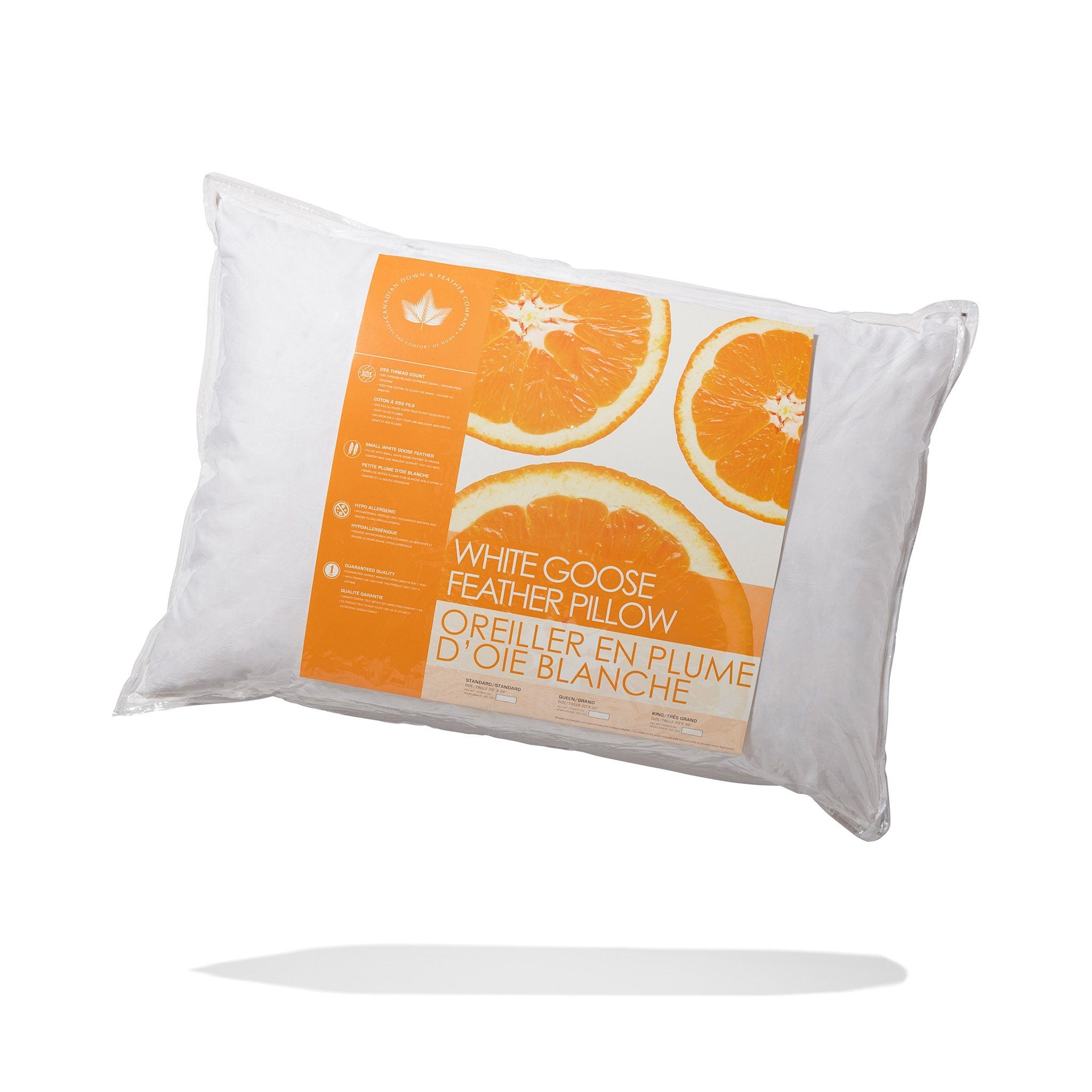 White Goose Feather Pillow - Canadian Down & Feather Company
