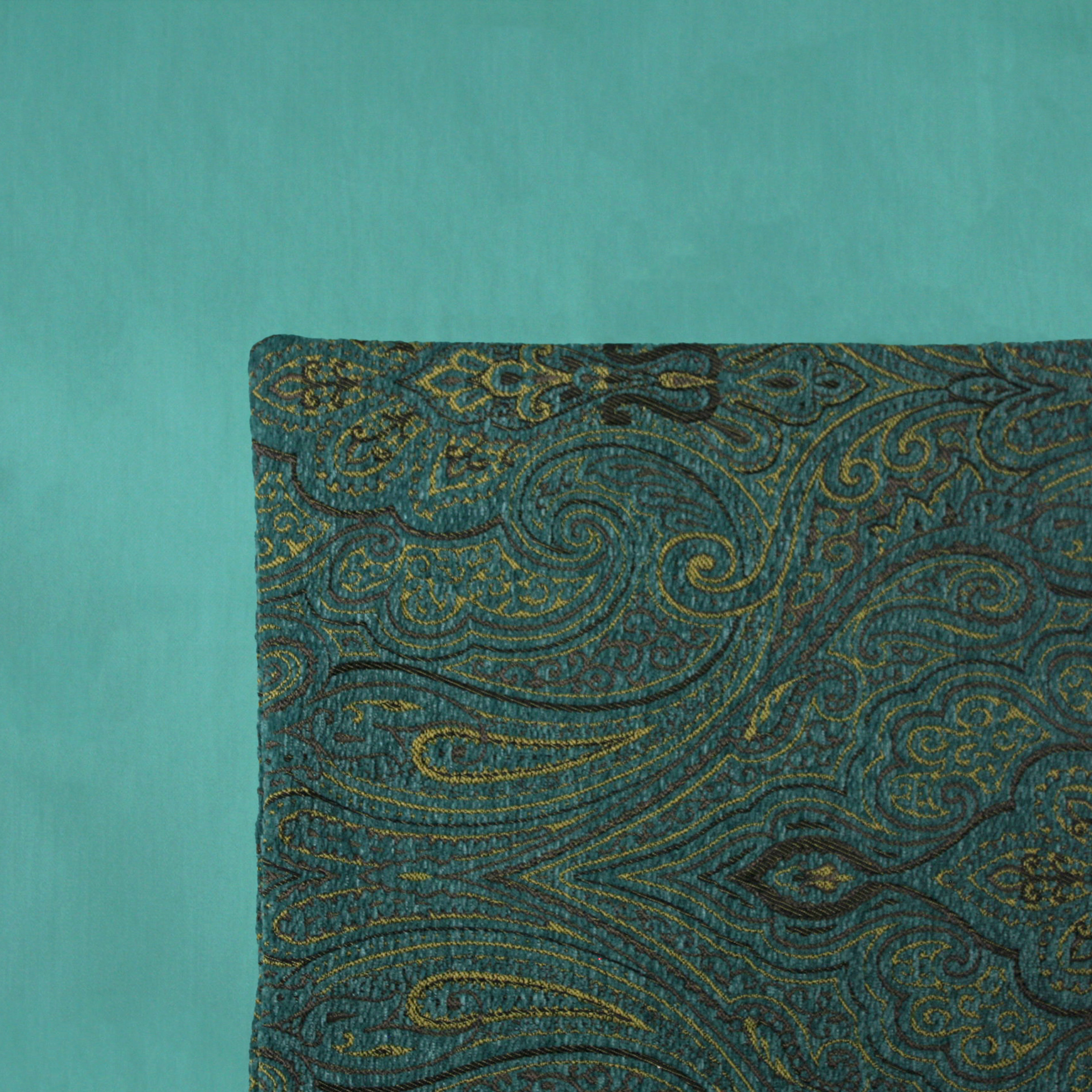 Shalimar Cushion Cover on a Turquoise Duvet Cover
