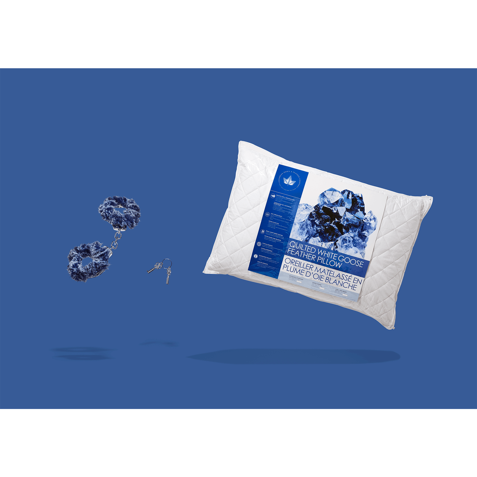 Quilted White Goose Feather Pillow